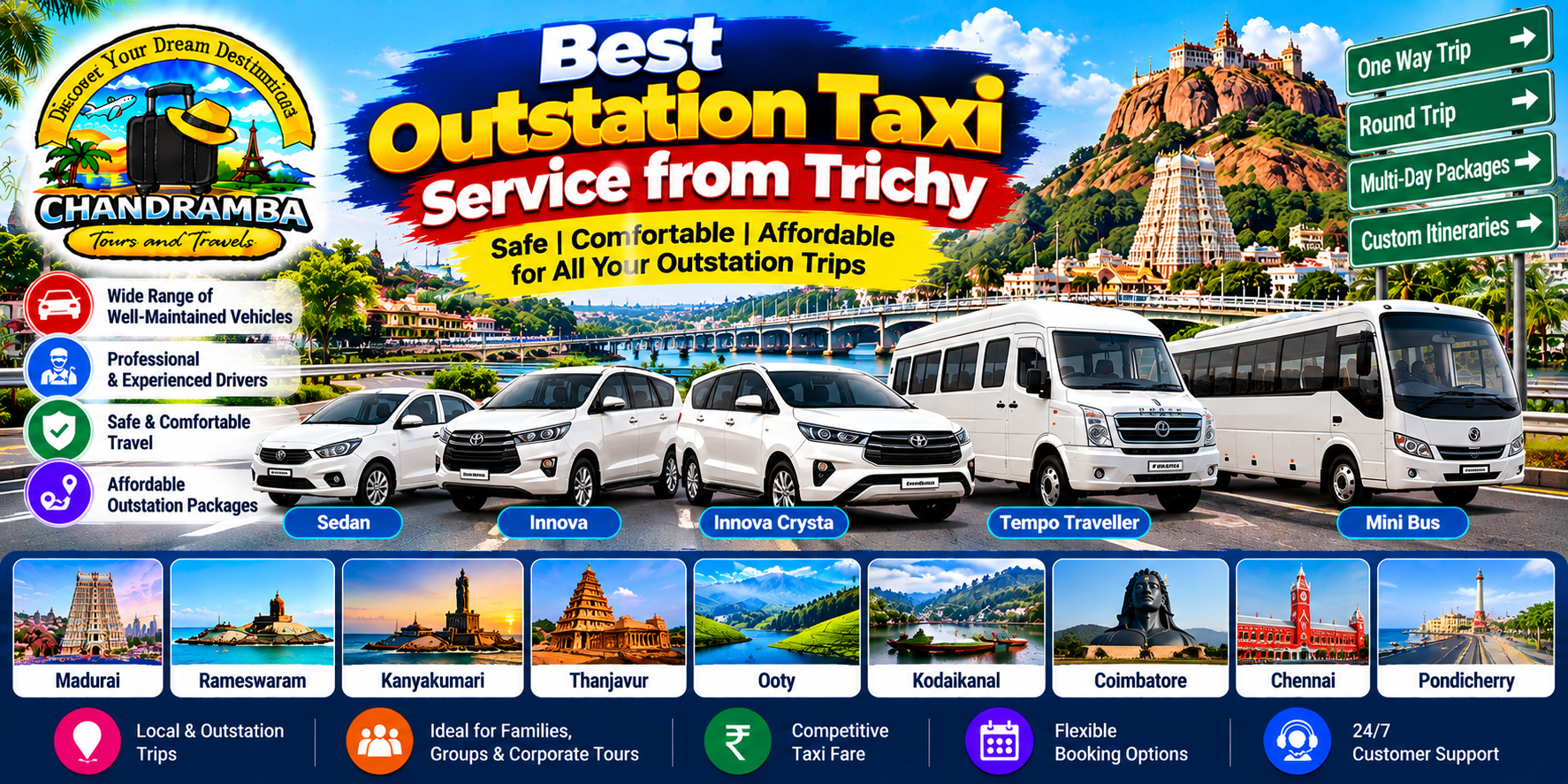Best Outstation Taxi Service from Trichy