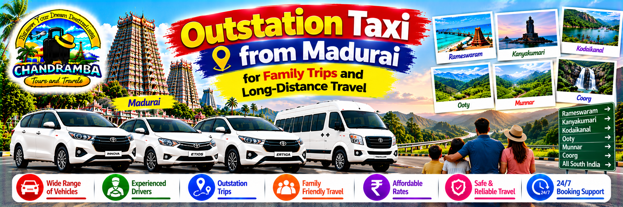 Outstation Taxi from Madurai for Family Trips and Long-Distance Travel