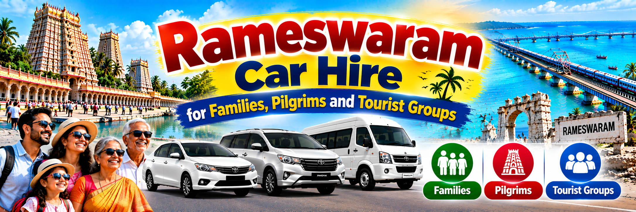 Rameswaram Car Hire for Families, Pilgrims and Tourist Groups
