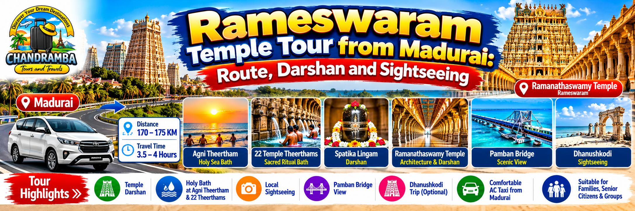 Rameswaram Temple Tour from Madurai: Route, Darshan and Sightseeing