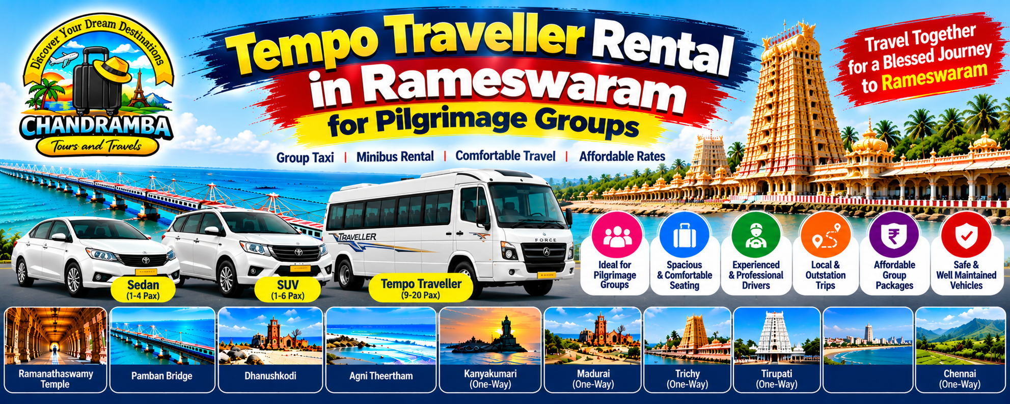 Tempo Traveller Rental in Rameswaram for Pilgrimage Groups