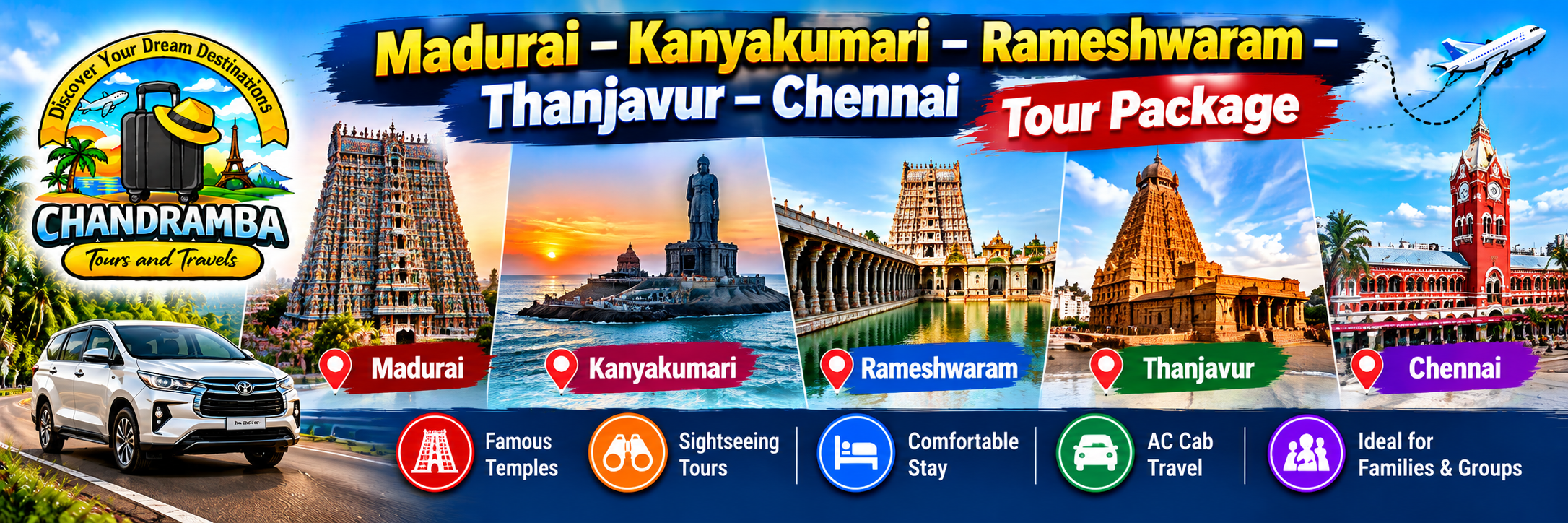 Madurai Kanyakumari Rameshwaram Thanjavur Chennai Tour Package