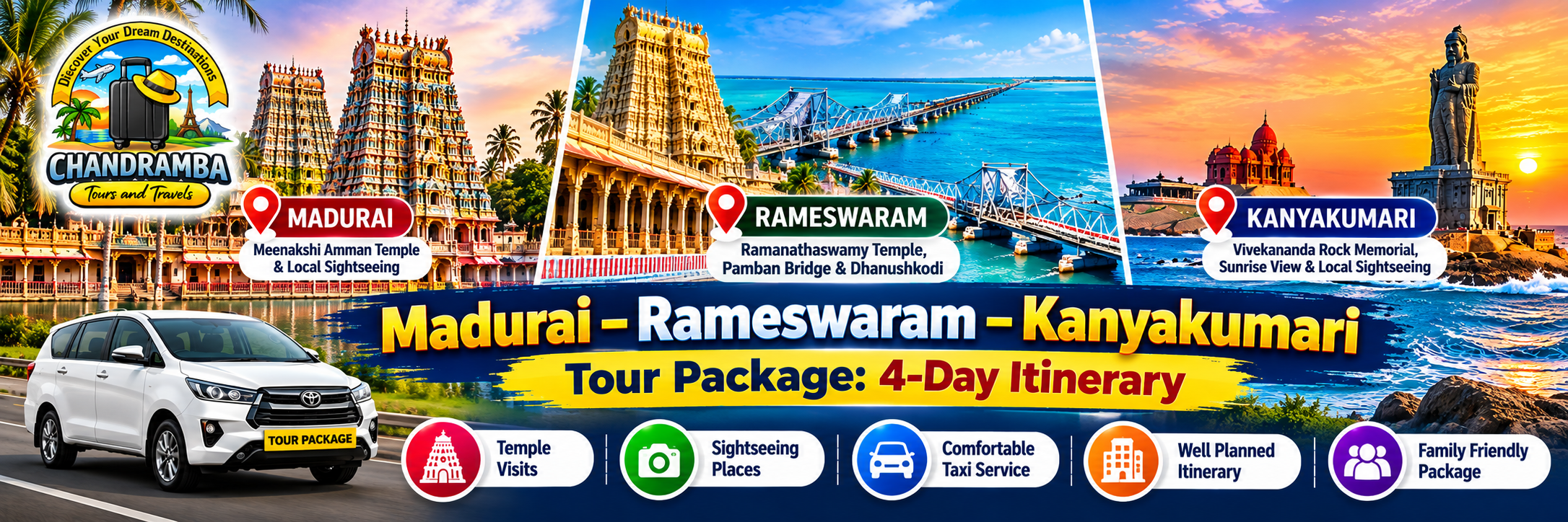 Madurai Rameswaram Kanyakumari Tour Package: 4-Day Itinerary