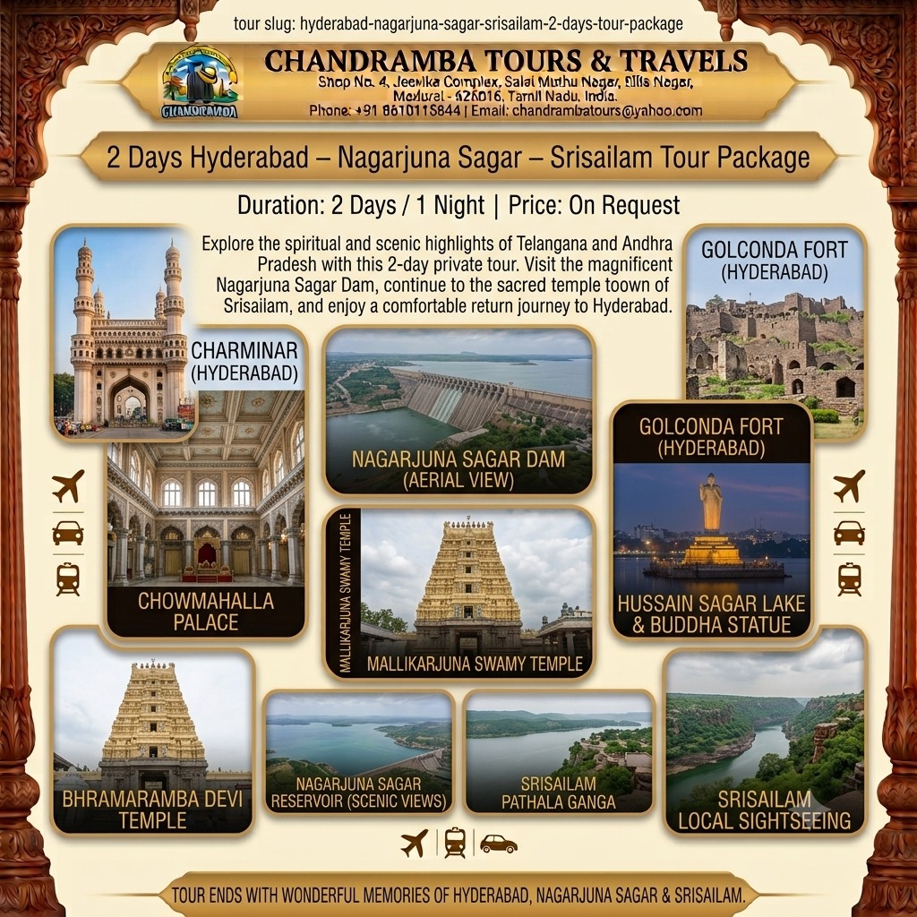 2 Days Hyderabad – Nagarjuna Sagar – Srisailam Tour Package