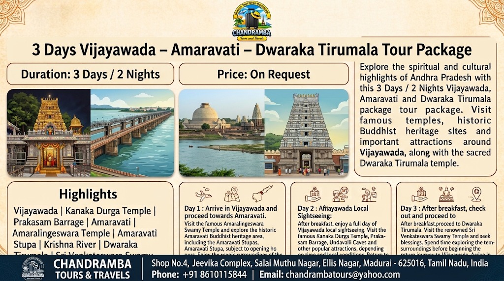 3 Days Vijayawada – Amaravati – Dwaraka Tirumala Tour Package