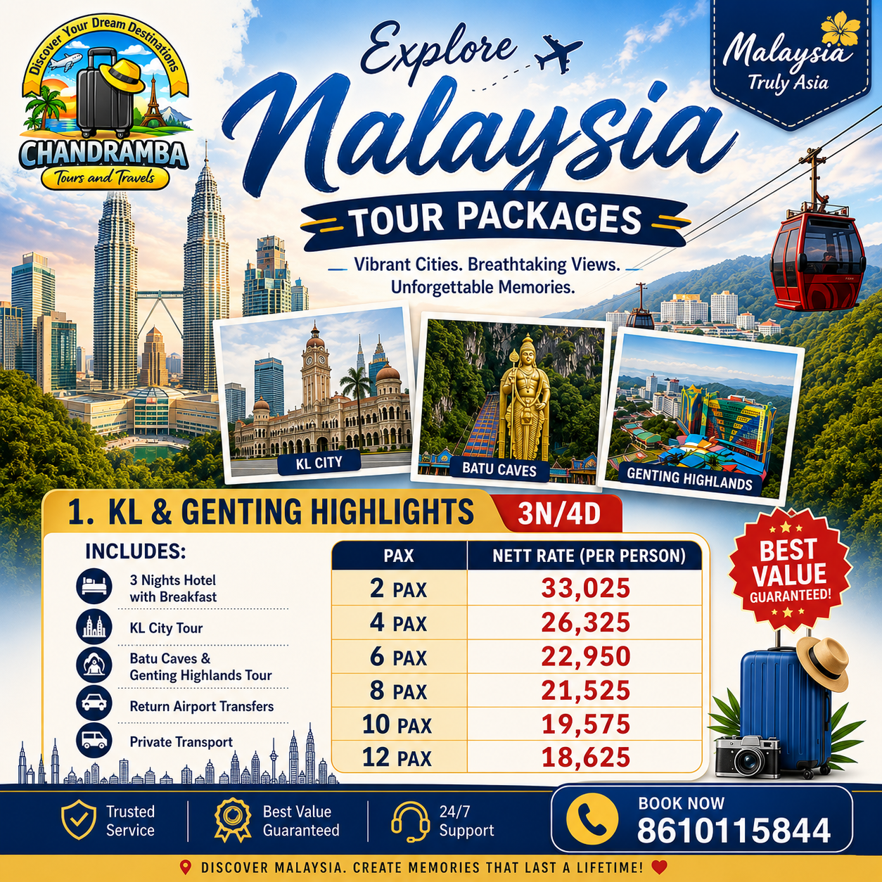 Malaysia KL & Genting Highlights Tour Package – 3 Nights / 4 Days