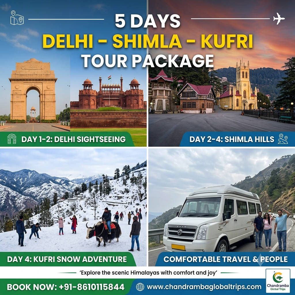 5 Days Delhi – Shimla – Kufri Tour Package