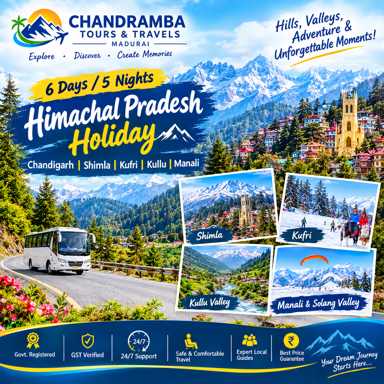 6 Days / 5 Nights Delhi – Chandigarh – Shimla – Manali Tour Package