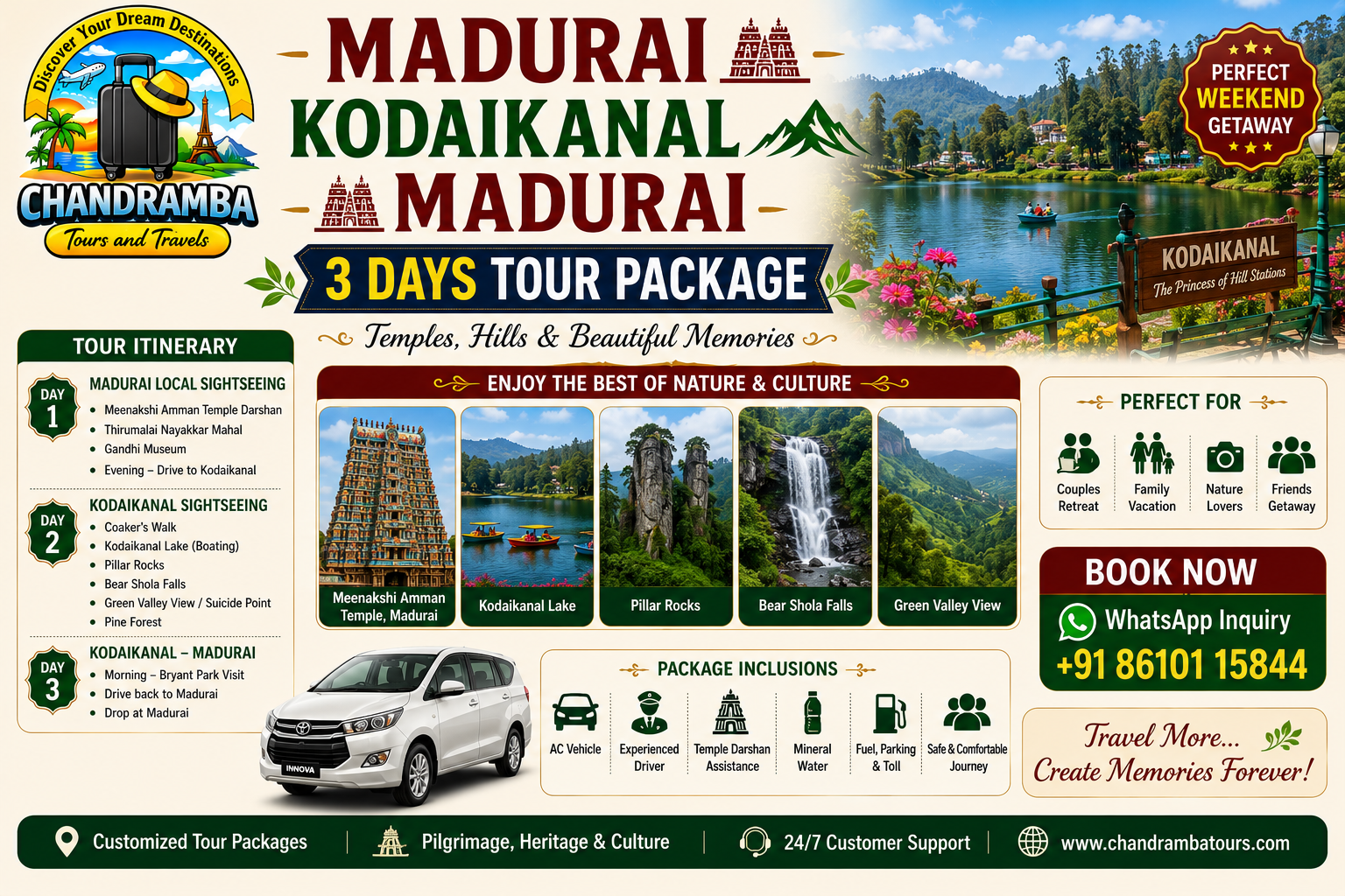 Madurai kodaikanal Madurai 3days Tour