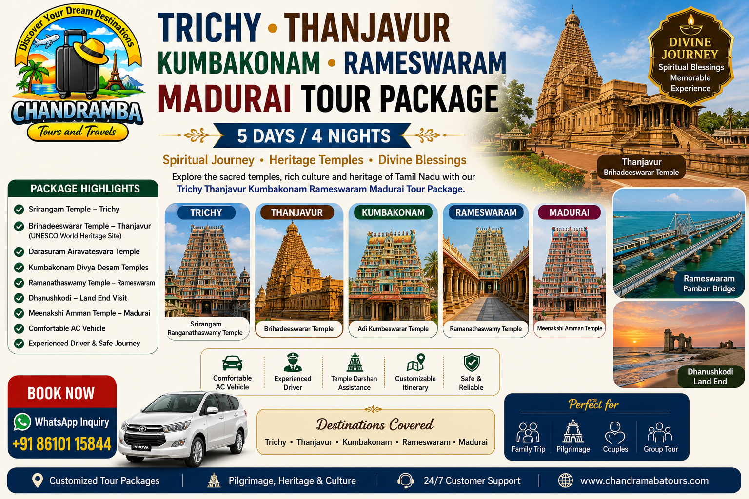 Trichy Thanjavur Kumbakonam Rameswaram Madurai Tour Package
