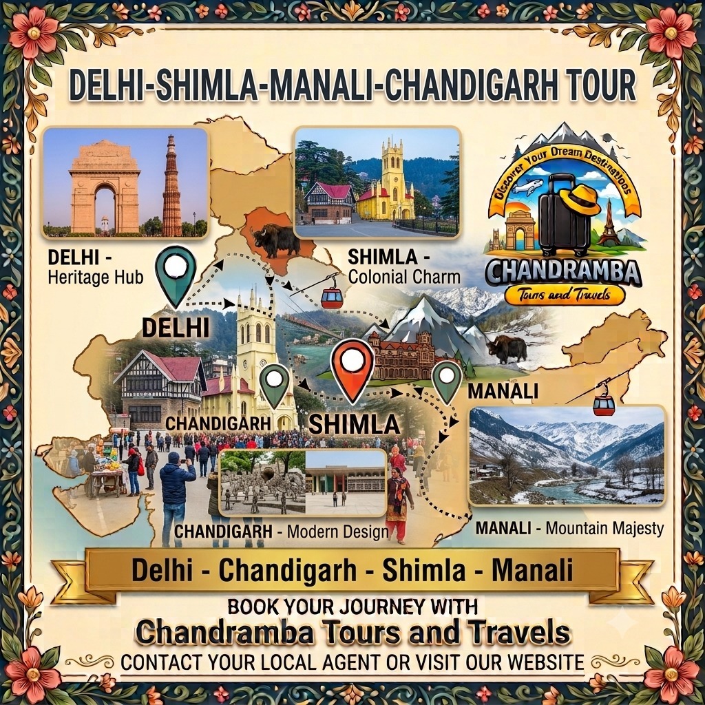 9 Days Delhi – Shimla – Manali – Chandigarh – Agra Tour Package